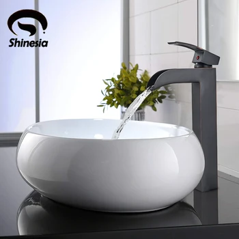 

Solid Brass Bathroom Basin Faucet Matt Black Vanity Sink Mixer Tap Deck Mounted Hot and Cold Water