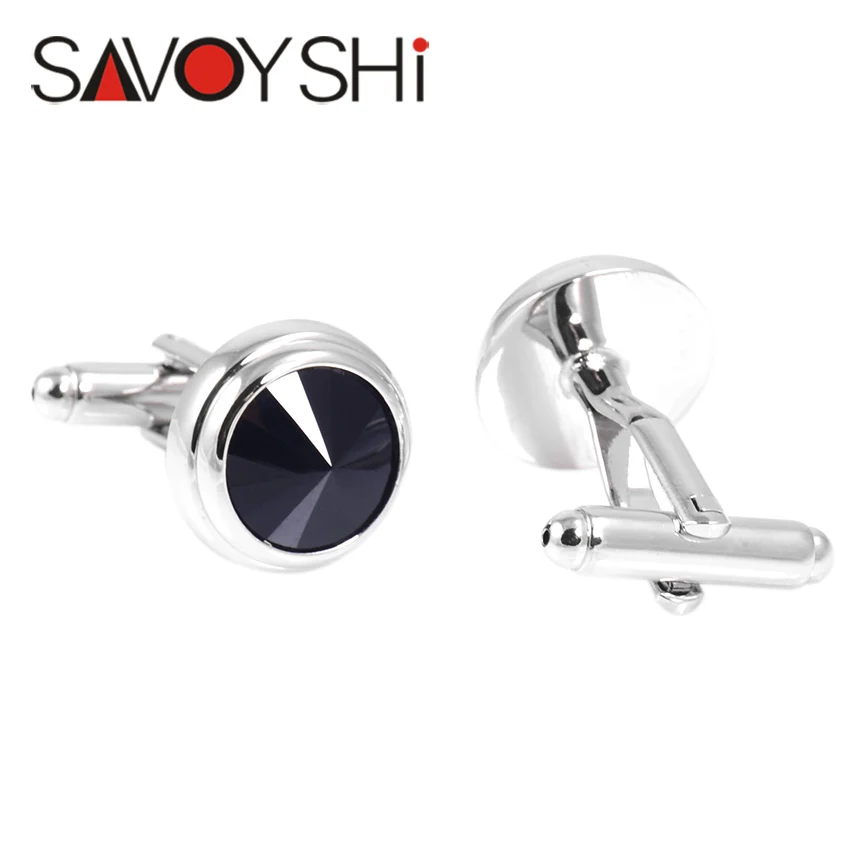 SAVOYSHI Роскошные хрустальные запонки для мужских рубашек высокого качества черные