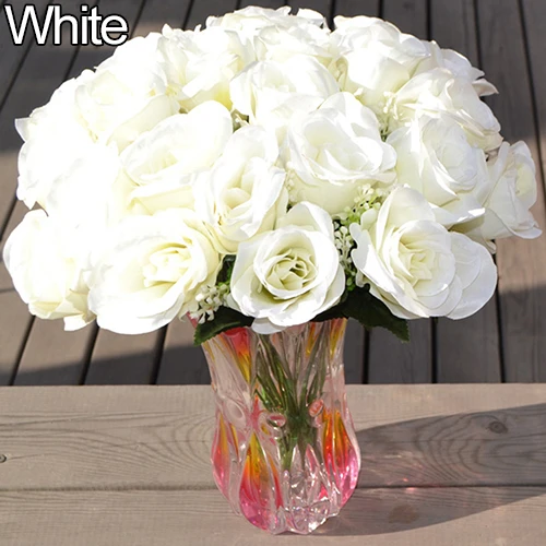 1 Large Bouquet 24 Heads Fake Rose Artificial Flower Wedding Party Home Decor (1)