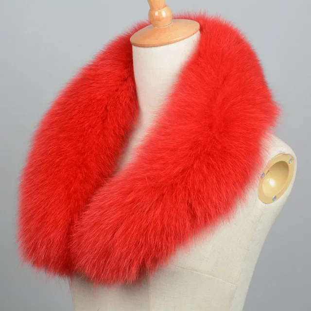 Женские шарфы из натурального Лисьего меха, зимний толстый теплый мех, модный натуральный мех, глушитель, однотонное пальто, шали, подкладка 75 см, S7102 - Цвет: Red