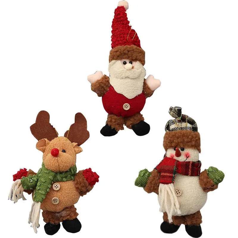 

New Coming Christmas Decorations Foreign Trade Cloth Fabric Santa Snowman Shaped Doll Elk Doll Pendant Creative Gift 2019