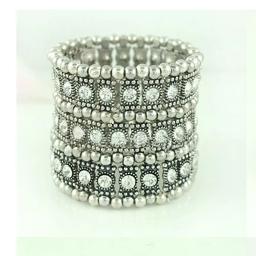 

3 row strands bracelet multilayer Expandable Openable Stretch bangle Rhinestone Exaggeration wedding Party Cuff Chain Crystal