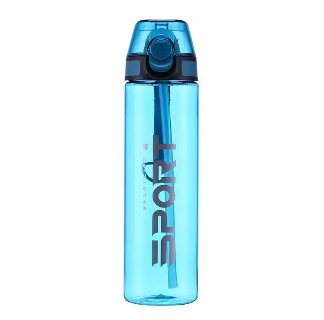 Стиль, 550 мл/750 мл, Спортивная соломенная бутылка для воды, герметичная, для путешествий, фитнеса, бега, здоровая пластиковая посуда для напитков, BPA бесплатно - Цвет: Небесно-голубой