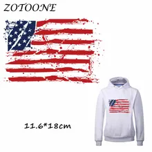 ZOTOONE America Flag Patch for Clothing Iron-On Garment Heat Transfer Washable Badge Diy Accessory T Shirt Deco Applique Patches