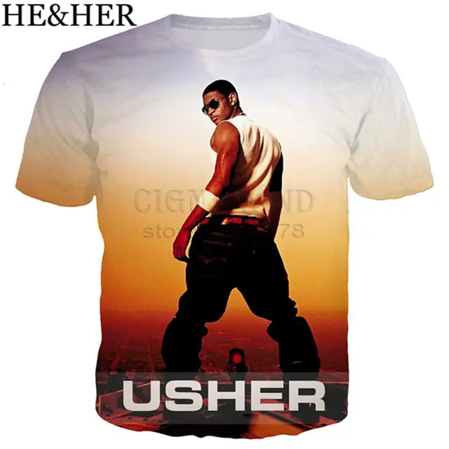 New summer tops Popular hip hop singer Usher t shirt men/women 3D printed t-shirts casual Harajuku style tshirt streetwear