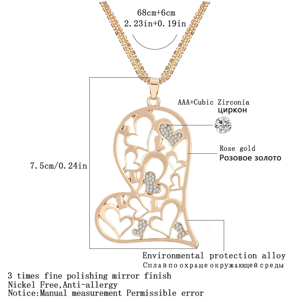 Подвеска в виде сердца, чешское сверлильное сердце, очаровательное, экологичное, сплав, цепочка, длинное ожерелье, элегантное, слаще, ожерелье для женщин, Colar XL07497