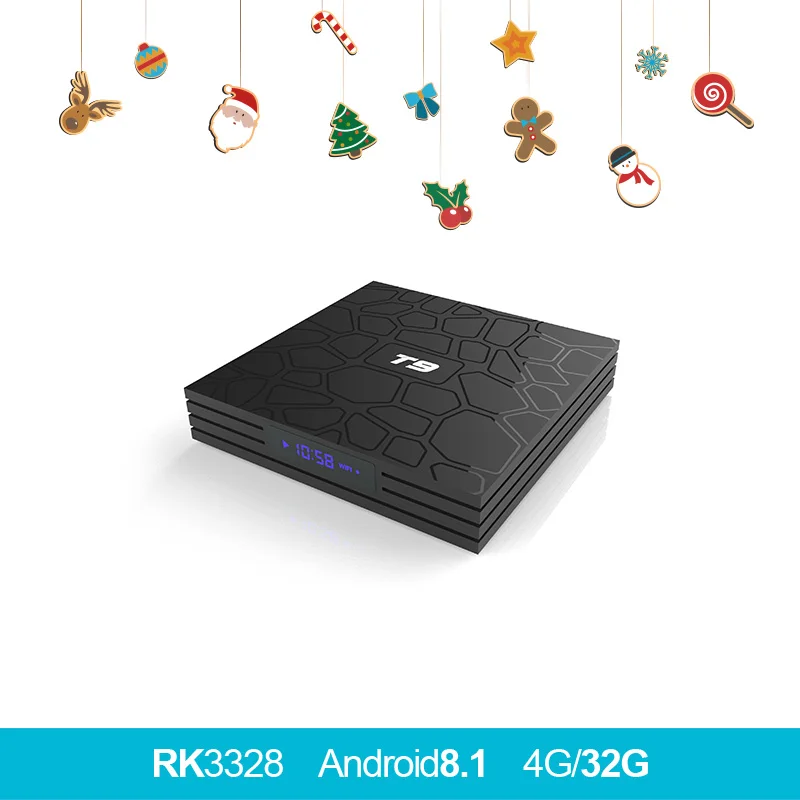 

T9 Android 9.0 TV Box RK3328 Quad Core 4G/32G USB 3.0 smart 4 K Set Top Box En Option 2.4G/5G Double WIFI BT pk x96max tv box