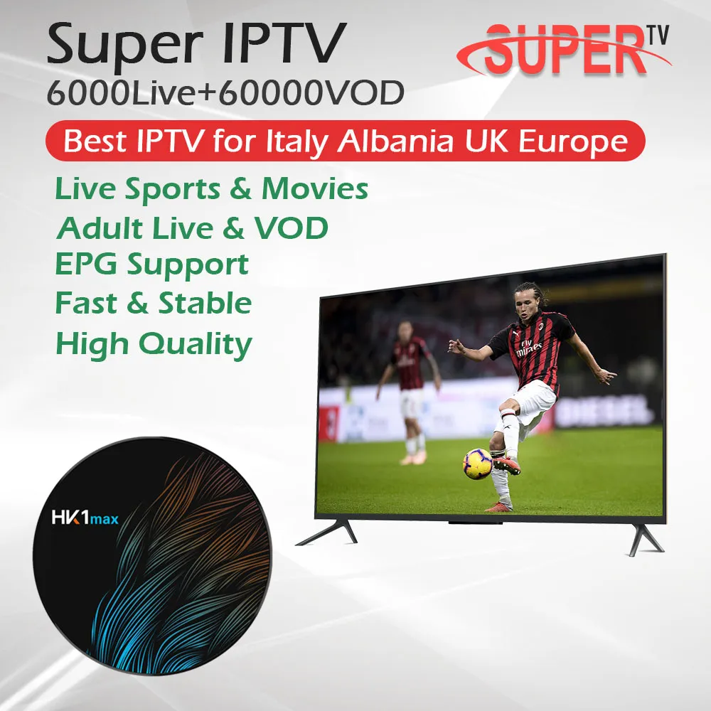 1 год супер iptv Италия Германия Великобритания IP tv 6000Live+ Android 9,0 HK1 MAX Smart tv Box RK3318 Четырехъядерный 4/64G 4K двойной Wifi телеприставка