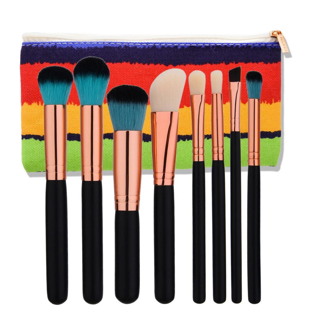 New 8pcs Makeup Brushes set Fondation Eyeshadow Cosmetic Tool with Leather