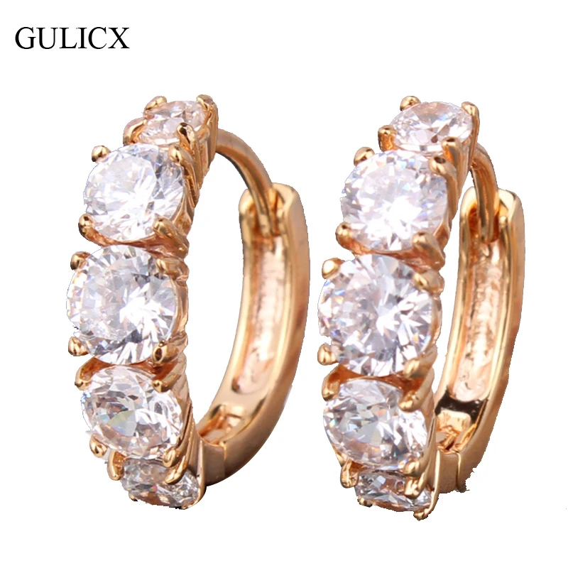 

New 2014 18k Gold Plated Red Crystals Cubic Zirconia CZ Hoop Earrings For Women Wedding Jewelry Free shipping (GULICX E120.3)