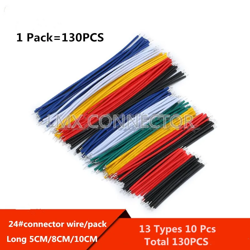 

130PCS 24AWG Breadboard Jumper Cable Wires Kit Tinning Double Tinned Component Pack Colorful 13 Types 10 Pcs each 5CM 8CM 10CM