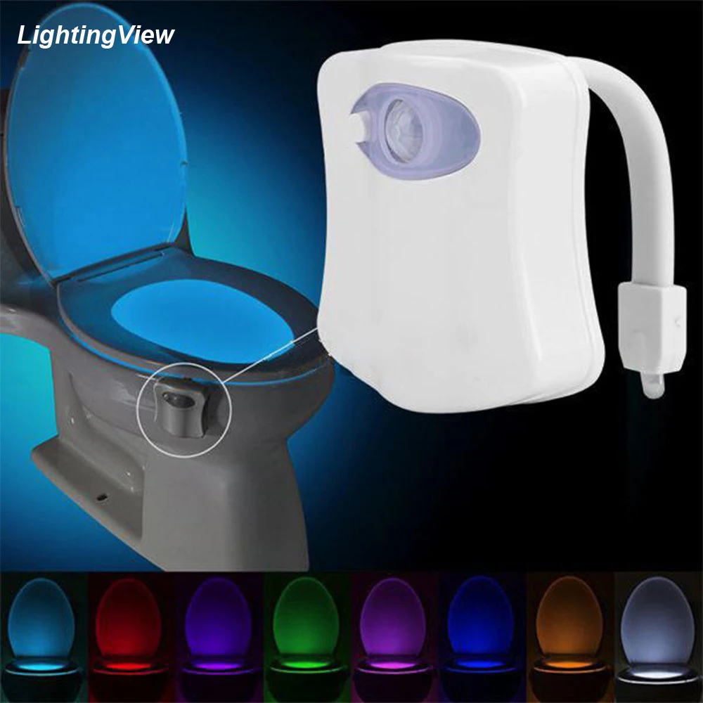 

LightingView 8 Colors Toilet Night Light Seat Lamp With Automatic Motion PIR Sensor Bowl Bathroom LED Light