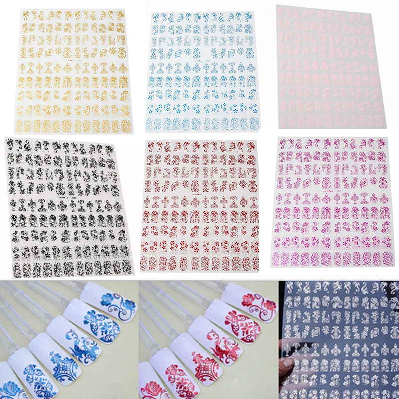 Профессиональные женские 108 шт Цветочные стикеры 3D на ногти Nail Art штамповки наклейки DIY