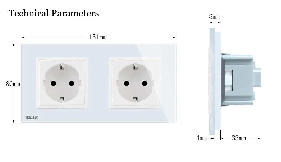 Welaik Стекло Панель стены разъем розетка черный европейский Стандартный Мощность разъем AC110~ 250 В a28e8eb