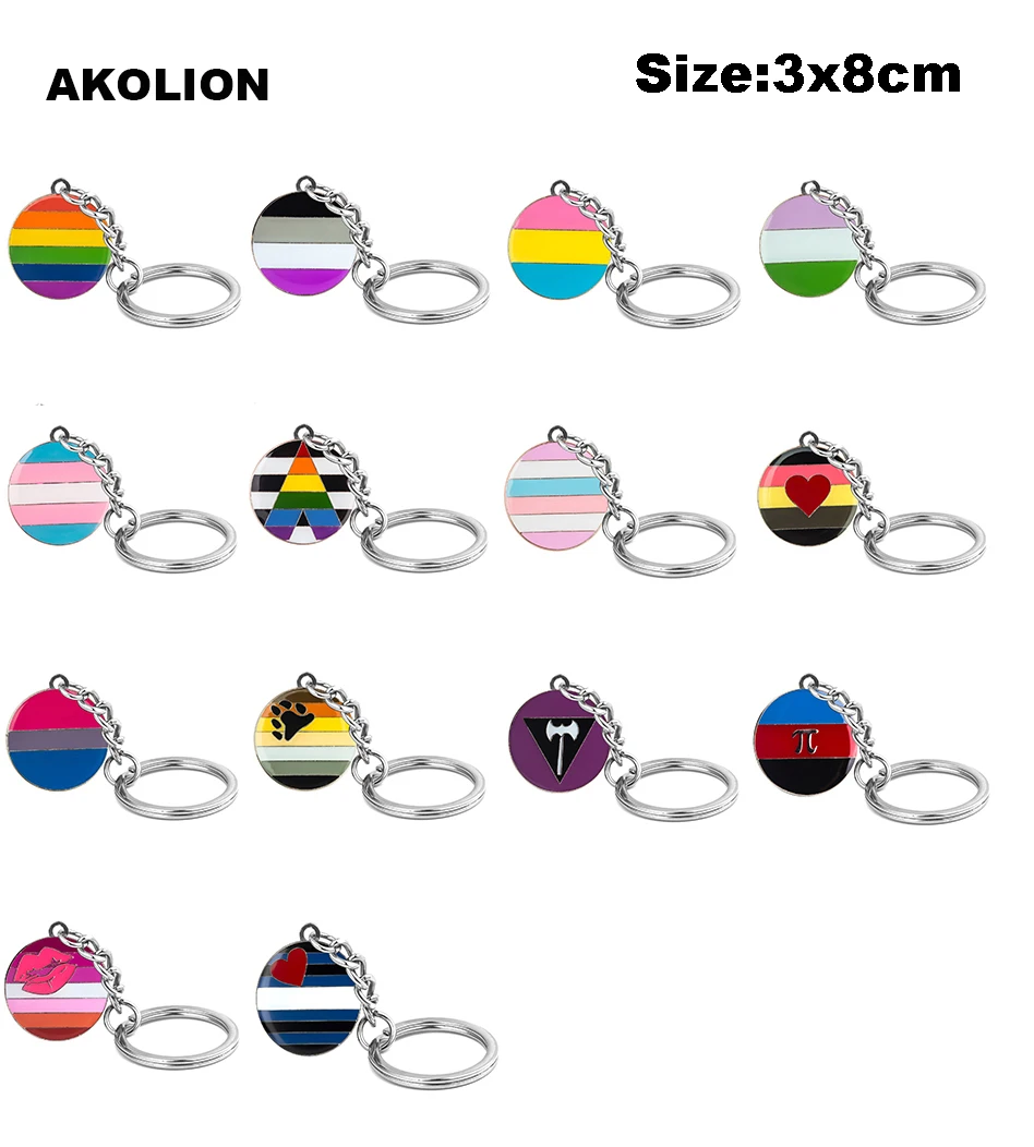 LGBT Pride Rainbow Asexual, металлические кольца для ключей, ювелирные изделия, брелок для автомобиля, кошелек, сумка, аксессуары для DIY, подарок, XY0315-K