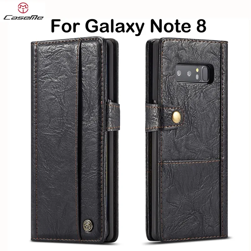 Чехол-бумажник с откидной крышкой в деловом стиле для samsung Galaxy Note 8 кожаный