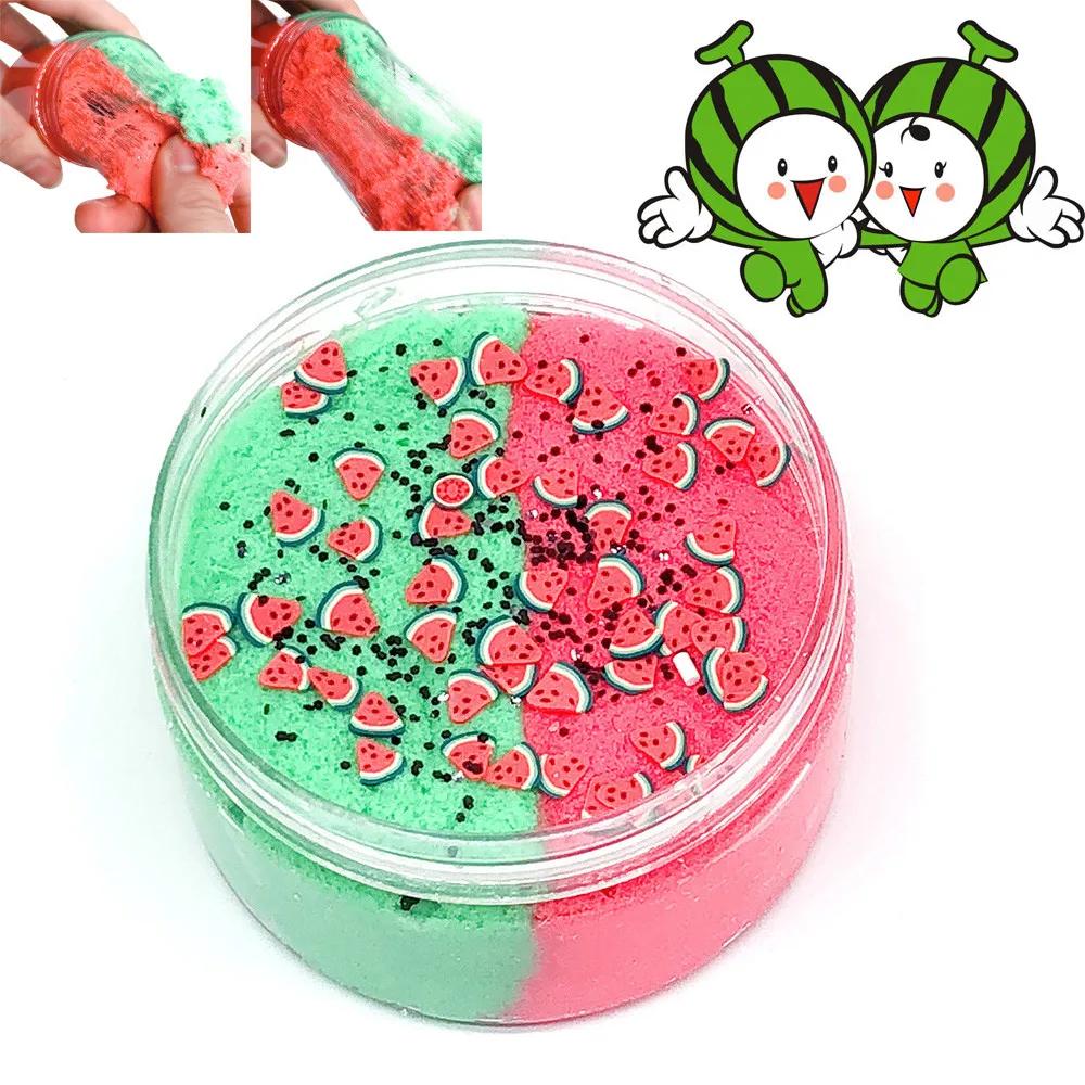 

squishies visqueux 100ML Watermelon Mud Mixing Cloud Slime Putty Scented Stress Kids Clay Toy high quality W515