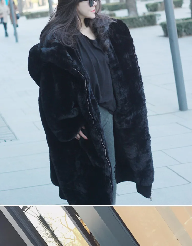 puffer coat with hood Plus Size New Winter Women Faux Fur Coat Fashionable Beaver Rabbit Hair Thicken Warm Long Hooded Loose Casual Female Parka HF372 women's down coats & jackets