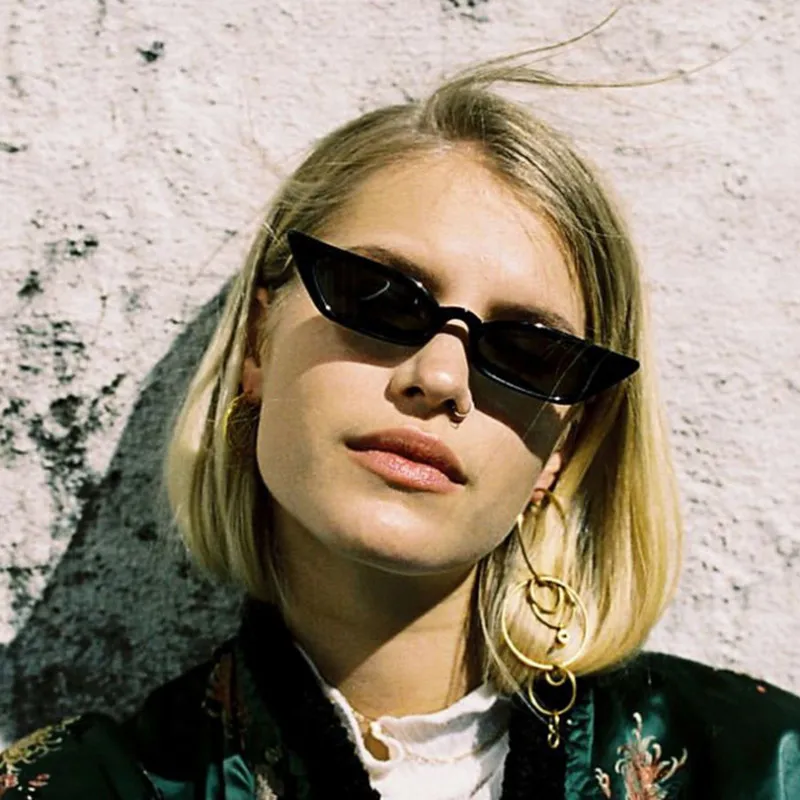 

VWKTUUN Sunglasses Women Men Cat Eye Small Sunglasses Mirror Sunglass Retro UV400 Female Points Vintage Cateye Glasses Eyewear