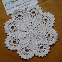Белый ручной работы крючком столовых круглый вышитые цветочные салфетки Домашний Декор Coaster Кубка Мат 21 см(8.2"