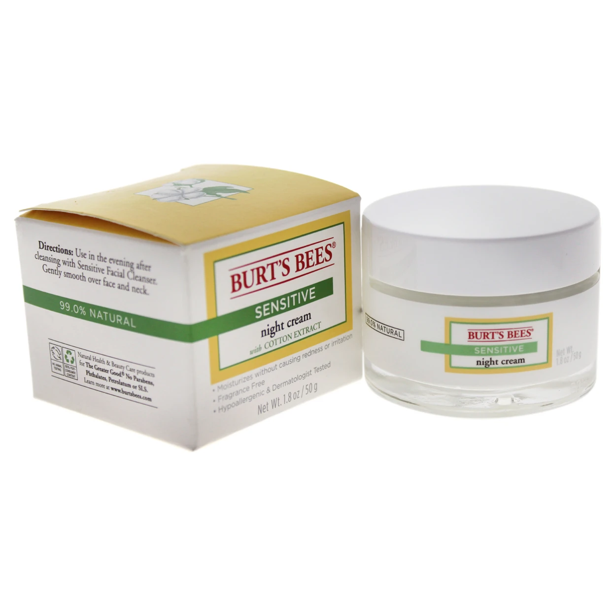 Sensitive Night Cream by Burt's Bees for Unisex - 1.8 oz Cream
