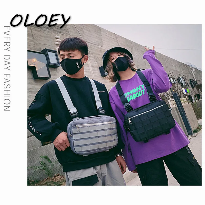 

2019 Black Chest Rig Bags Waist Bag Hip Hop Streetwear Functional Tactical Chest Bag Cross Shoulder Bags Bolso Kanye West!