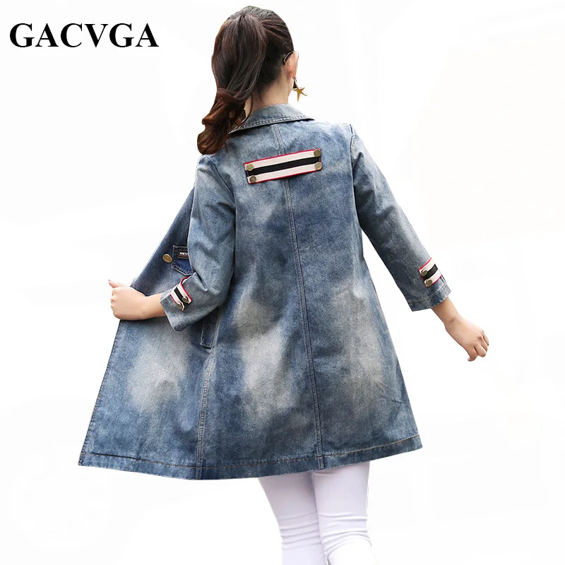 Женская джинсовая куртка GACVGA модель 2019 года на весну/осень винтажная бомбер