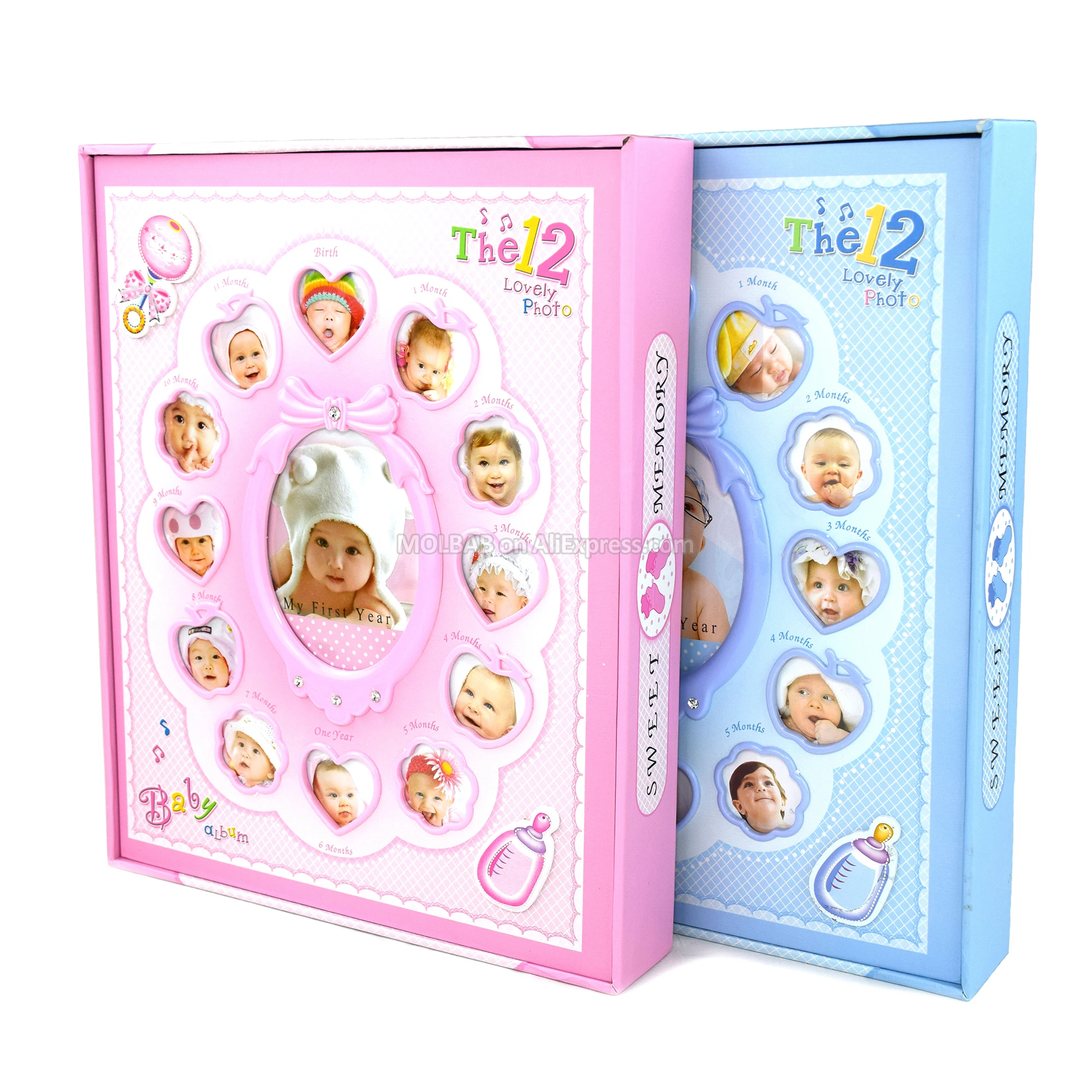 

Children Photo Album Baby 12 Months Growth Cover Frame Decor Kids Birthday Souvenir Gifts 6/8 inch Pictures 220 Sheets Storage