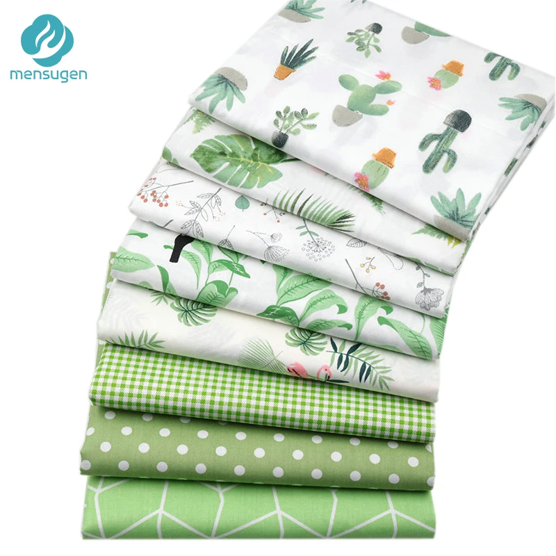 

8pcs Fat Quarters 18" x 22"/46cmx56cm Green Plant Series Cotton Fabric for Patchwork Quilting Doll Handmade Needlework cloth