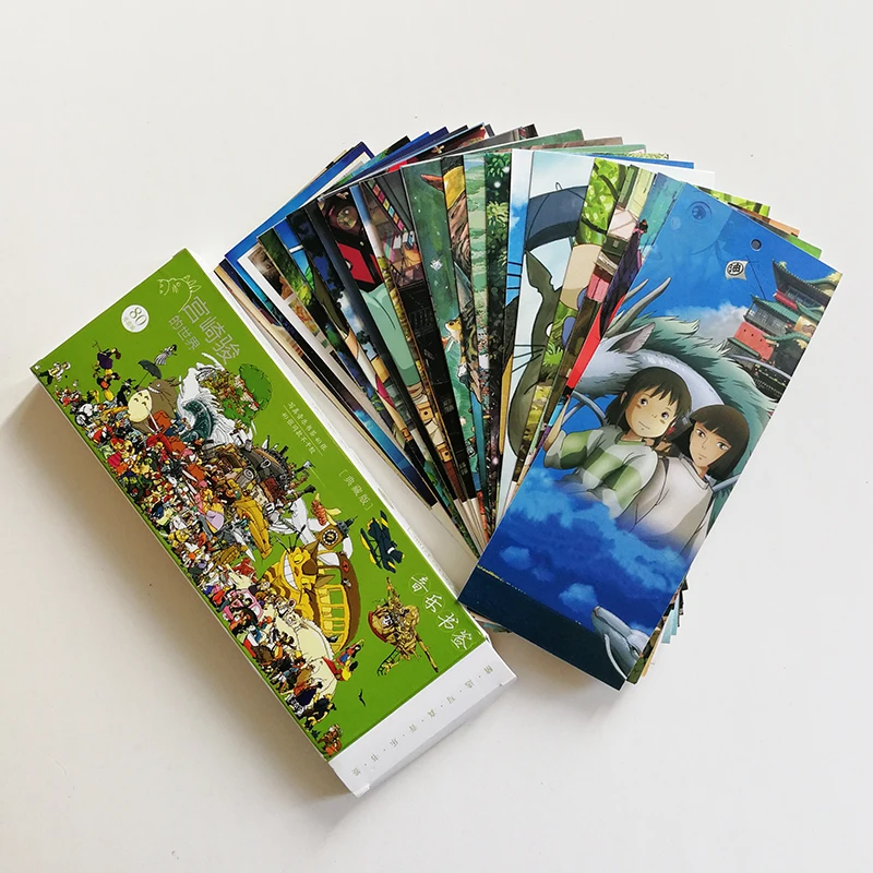

40Pcs/set The World of Hayao Miyazaki Book Mark Japanese Animation Bookmarks with 40 Mini Stickers