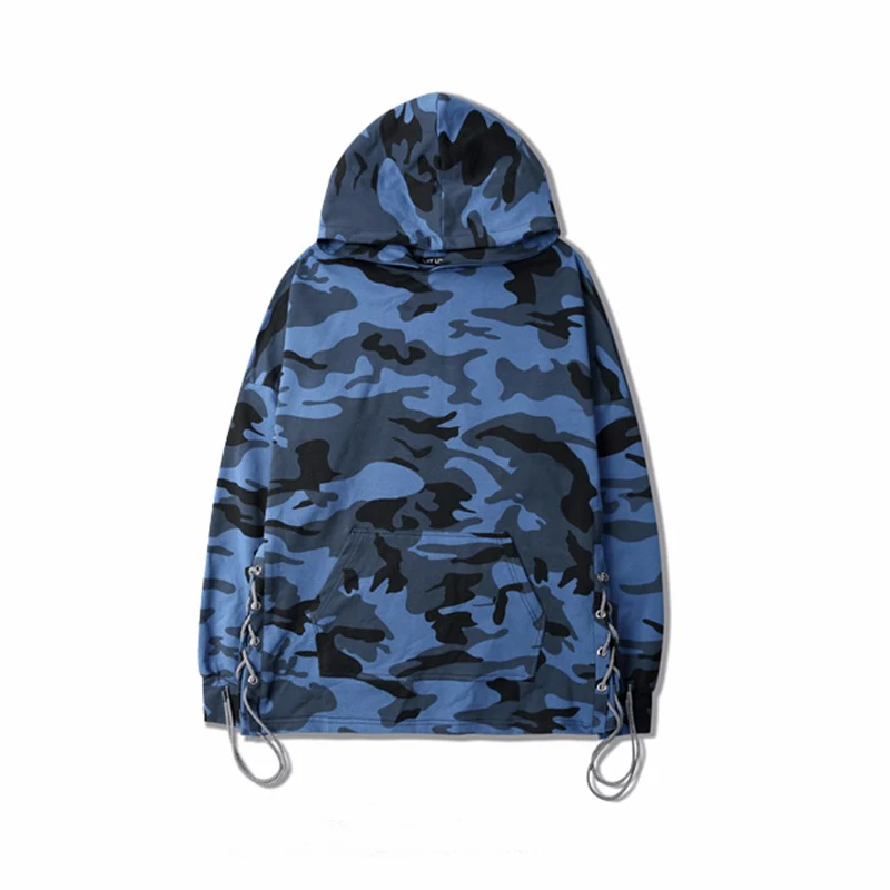 2018 Fashion Mens Drawstring Camo Hooded Red Camouflage Hoodie High Street Sweatshirts Men Hip Hop Hoodies Sweatshirt
