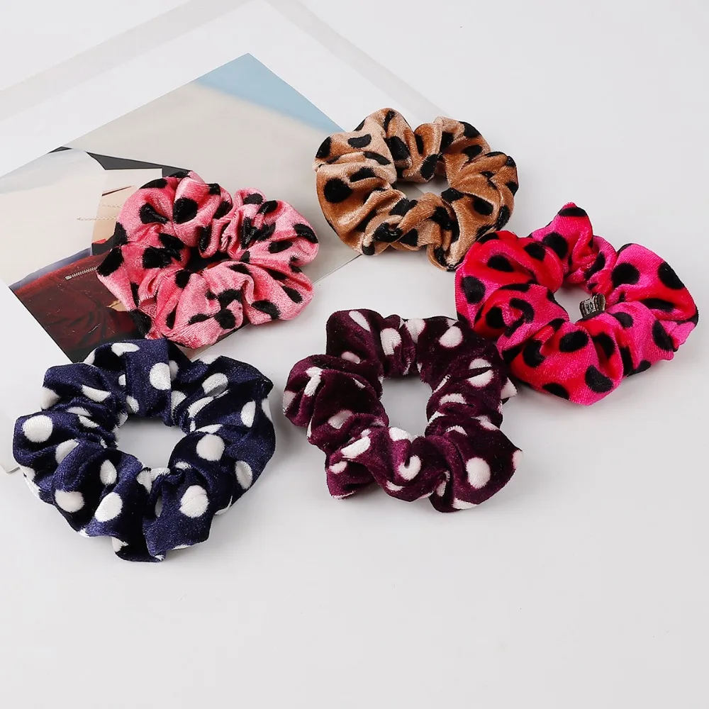 

Women Velvet Solid Spot Elastic Hair Band Ponytail Holder Scrunchies Tie Hair Rubber Band Headband Lady Hair Jewelry Accessories