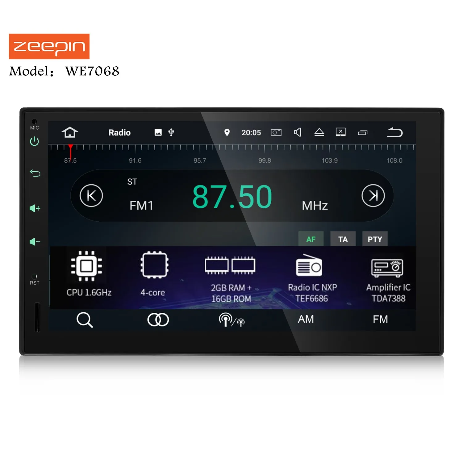 ZEEPIN WE7068 4 ядра 2din Android 7.1.2 Автомобильный мультимедийный плеер 7 дюймов 2 ГБ/16 ГБ DVD