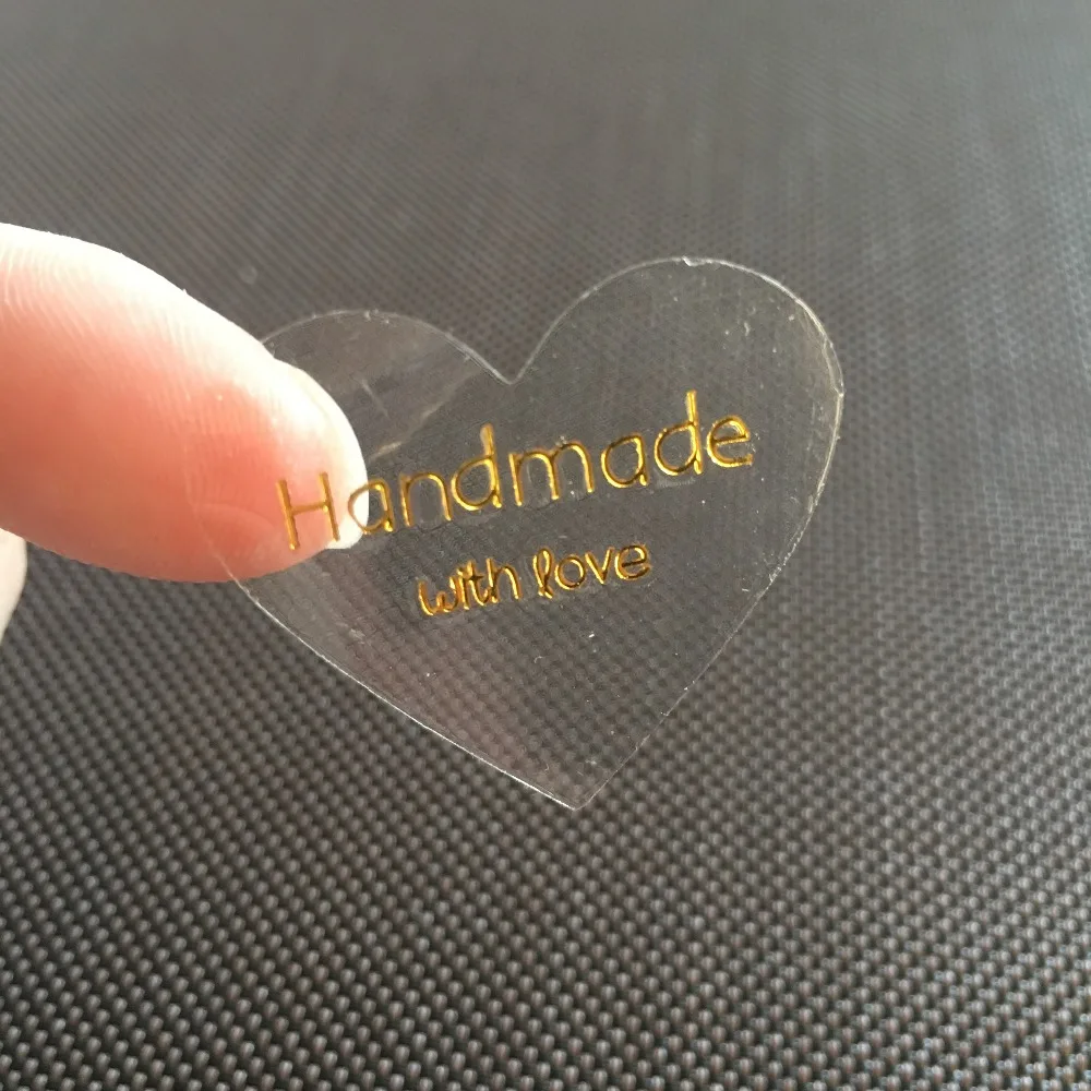

500pcs gold stamping Clear Transparent Wedding Engagement Invitation Envelope Seals Sticker Packing gift decor Labels