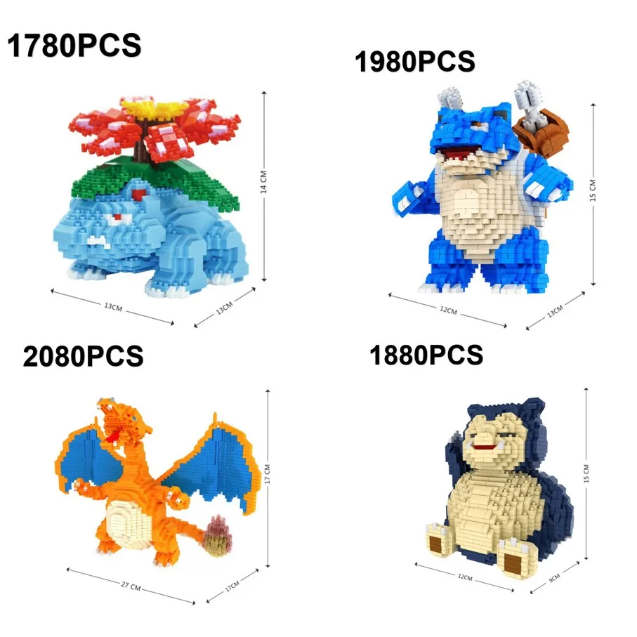 

Mini Blocks DIY Assemble Toys Cute Pokemoning Blocks Bulbasaured Charizarded Educational Toys For Children