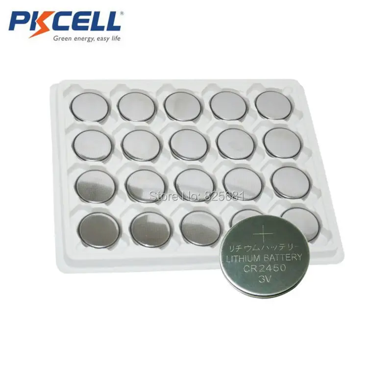 200 шт. 40 карты много PKCELL CR2450 3 В Кнопка литиевыми Батарея 600 мАч DL2450 ECR2450 для часы калькулятор фонари