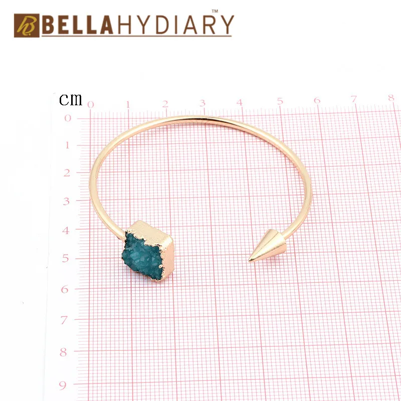 Bijoux European Vintage Jewelry Geometric Round Resin Druzy Asymmetry Hand Cuff Adjustable Bracelet For Women Bangles Bileklik (3)