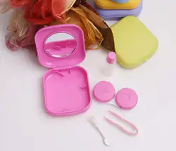Новый стиль мини-милый карман контактные линзы случае Travel Kit удобства переноски зеркало контейнер