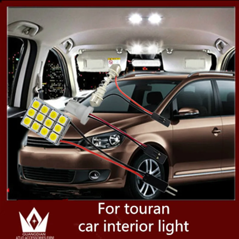 

Tcart 6pcs Auto Led Interior Roof Dome Panel Led Read door foot Car Lights Luggage compartment T10 festoon For Touran 2004-2014