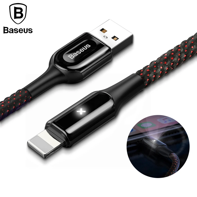Goede Baseus 2.4A LED Light Usb kabel Voor iPhone X Xs Max Xr 8 7 6 6 s 5 5 s snelle Data Opladen Charger Cable Cord Telefoon Adapter
