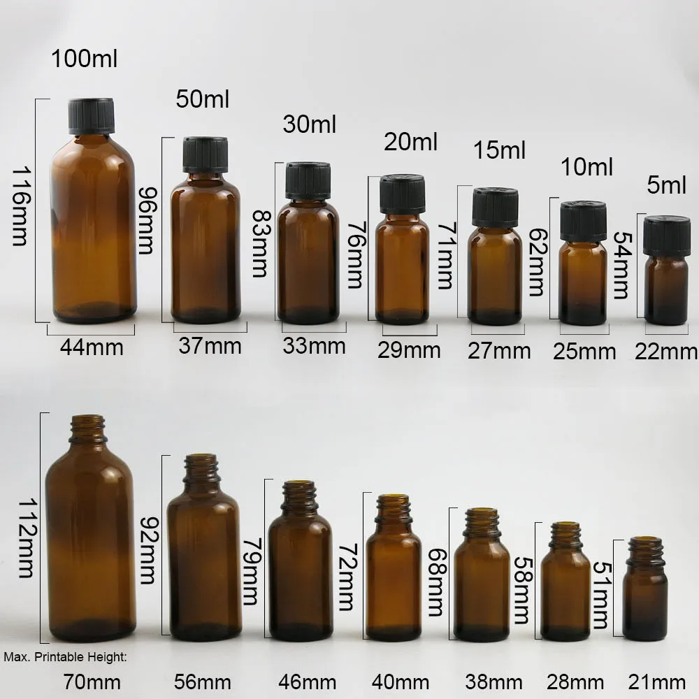 Пустой многоразового 5 мл 10 15 20 30 50 100 амбровое Эфирное масло стекло бутылка 1 унц. эфирные масла контейнер 12 шт
