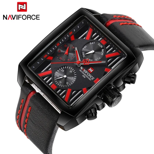 Мужские часы NAVIFORCE, люксовый бренд, мужские военные часы, модные мужские спортивные кварцевые часы, мужские деловые часы, Relogio Masculino - Цвет: Black Red