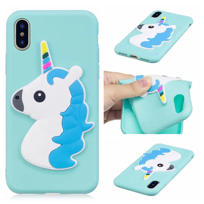 50 шт./лот симпатичный чехол для iPhone X 3D Единорог ананас мультфильм Мягкие TPU задняя крышка телефона чехол для iphonex