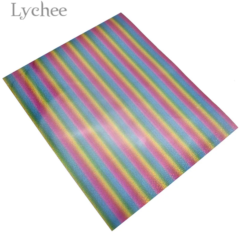 Lychee 30x25 см Радужный термопресс, виниловый полосатый ПВХ декоративные принадлежности для футболок