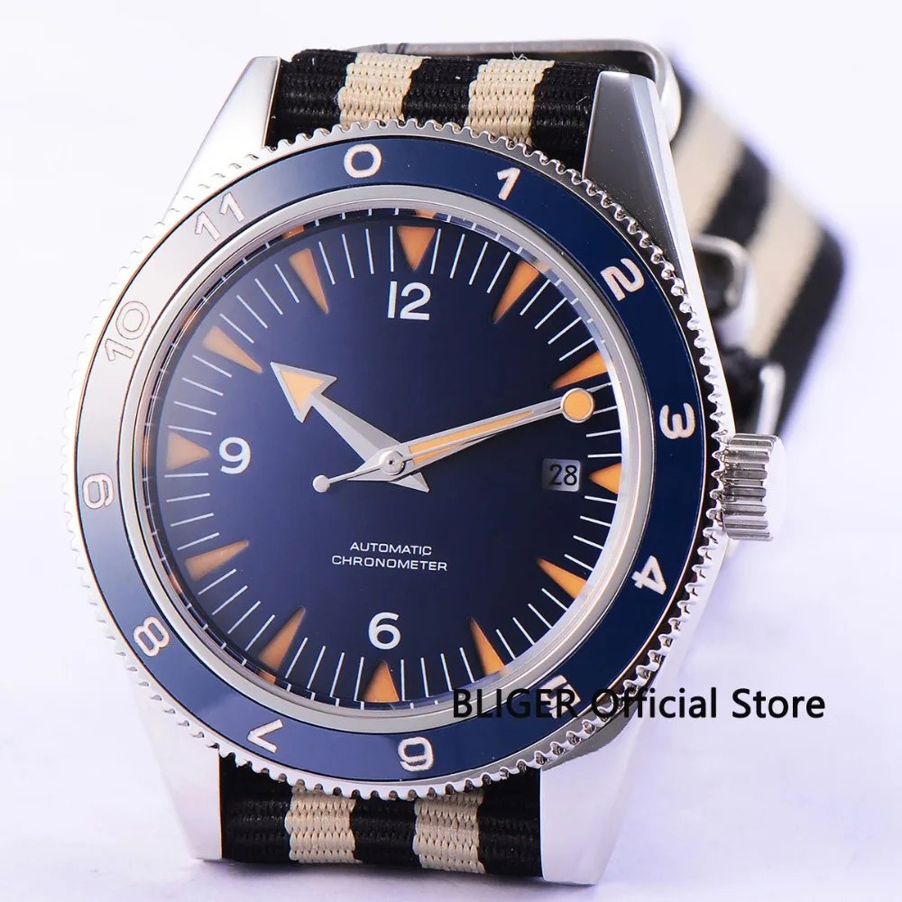  41mm Blue Sterile Dial Ceramic Rotating Bezel Luminous Marks Date Display Sapphire Automatic Moveme