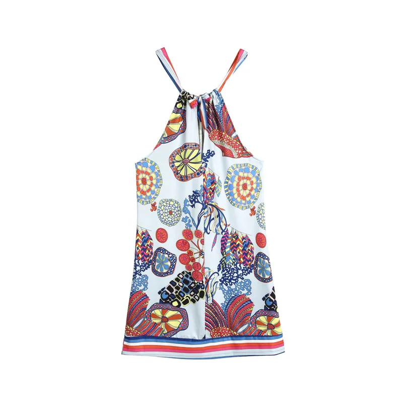 

Fashion Summer Family Matching Clothes Sleeveless National Style Beach Dress Casual Floral Party Dresses Mother Daughter