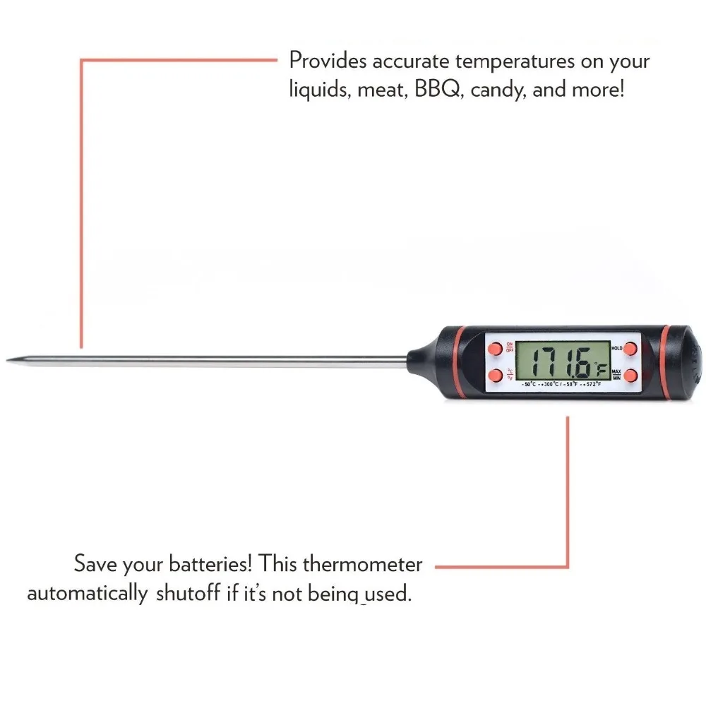 Цифровой термометр кухонный термометр для мяса Пособия по кулинарии термометр для барбекю для варки, нержавеющая сталь, водное молочко, термометры TP101