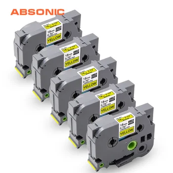 

Absonic 5PCS Tape TZe 641 Black on Yellow Laminated Compatible Brother 18mm TZe-641 TZ-641 TZe641 Label Tape Cassette Cartridge