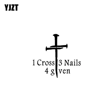 

YJZT 17.8CM*16.2CM 1 Cross 3 Nails 4 Gven Jesus Vinyl Car Motorcycle Sticker Decals Black/Silver C13-000258