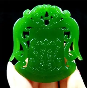 

Natural Green Jade Necklace Pendant Lucky Amulet Jewelry Gemstone Beast Statue